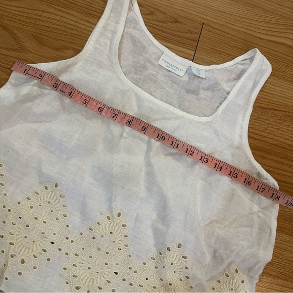 Cynthia rowley medium linen eye lit white cream sleeveless shirt cropped tank - Picture 4 of 6